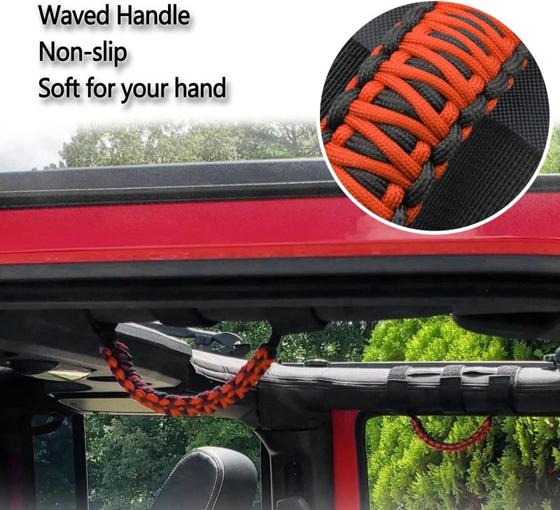 Kujunpao 4 X Roll Bar Grab Handles Grip Handle Compatible with Jeep Wrangler JLU JK JKU TJ YJ LJ JT JL & Gladiator JT 1955-2022 UTV & ATV(Orange) - Image 4